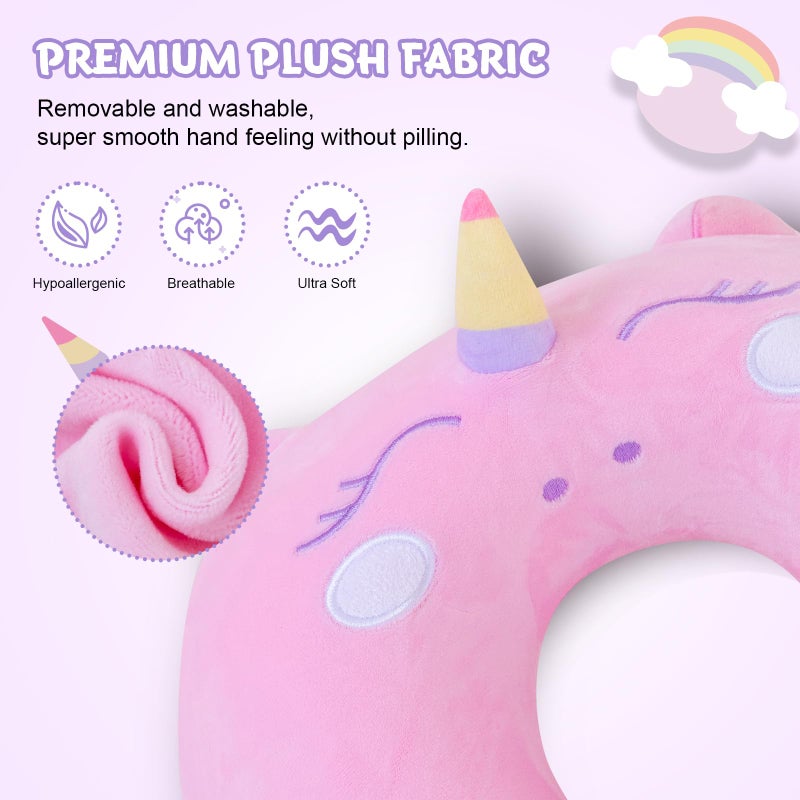 Cirorld Travel Pillow for Kids Adult Cute Neck Pillow for Traveling Memory Foam Airplane Pillow Sleep Mask Animal Flight Pillow Head Rest Neck Support for Cars Long Flights (Pink, 9-12 Y/O) - Image 3